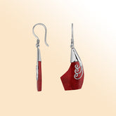 AE-1094-CR Sterling Silver Fancy Earring With Coral Jewelry Bali Designs Inc